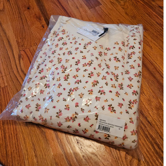 Bandier x Sincerely Jules The Juniper Crew Neck Sweatshirt Cream Floral Ditsy 3X - Picture 2 of 8